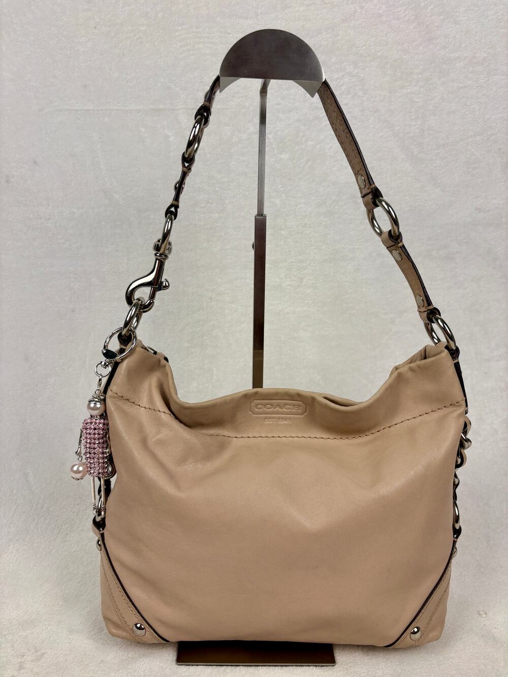 Coach Y2K Carly Curb Chain Hobo in Blush/Champagne Premium Leather